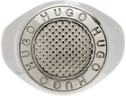 Hugo Silver Round Engraved Logo Ring