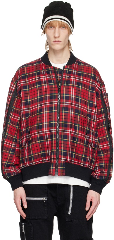 Photo: Undercover Red Check Bomber Jacket