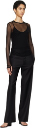 Silk Laundry Black Mesh Long Sleeve T-shirt