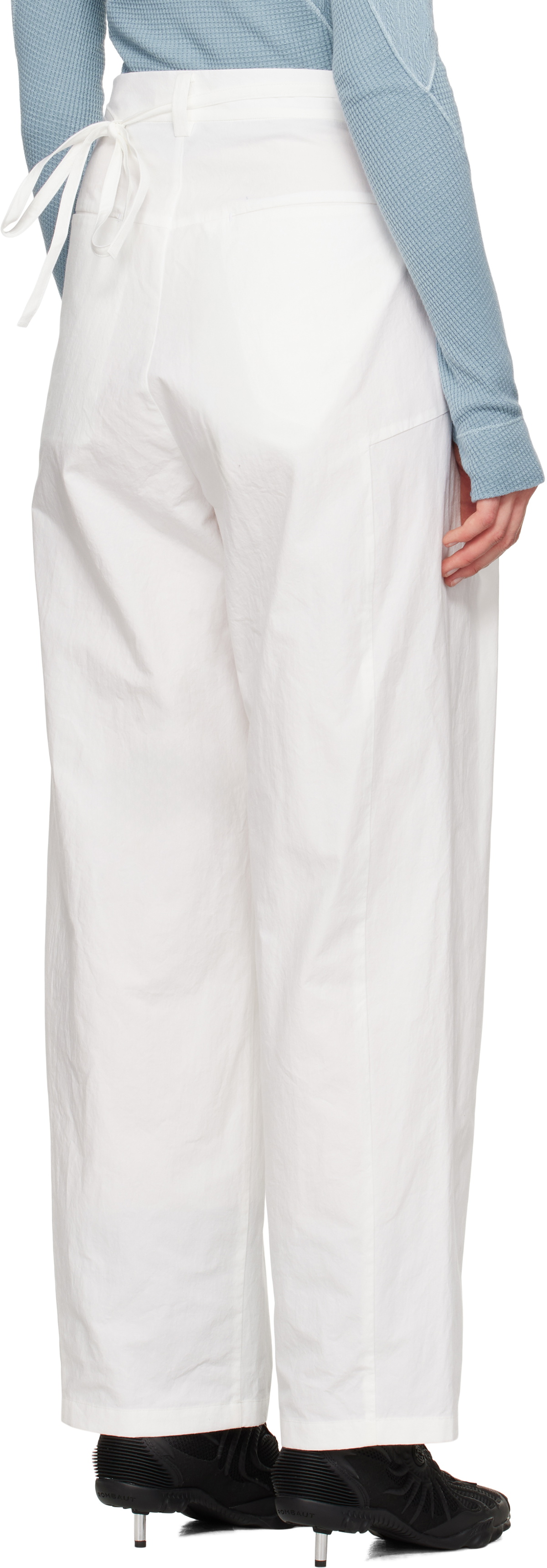 HYEIN SEO White Wide Beaded Belt Trousers