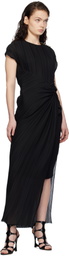 Lanvin Black Asymmetrical Pleated Maxi Dress