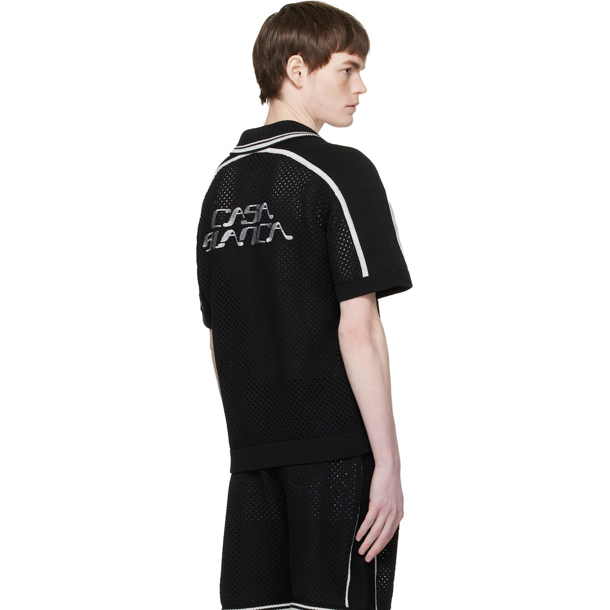 Casablanca Black Short Sleeve Mesh Shirt