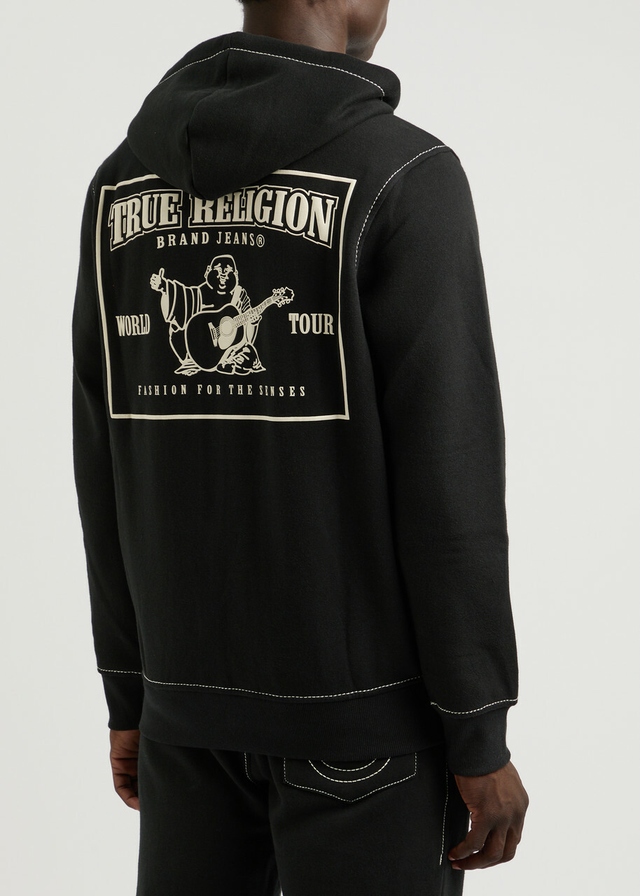 True Religion Big T Hooded Cotton-blend Sweatshirt Black
