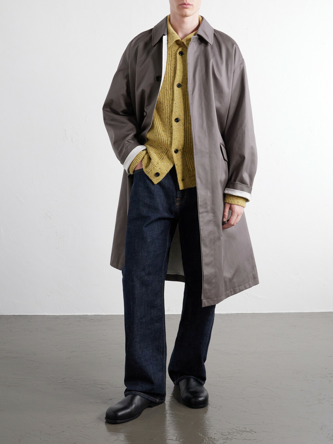 Graphpaper - Railway Cotton-Twill Trench Coat - Gray