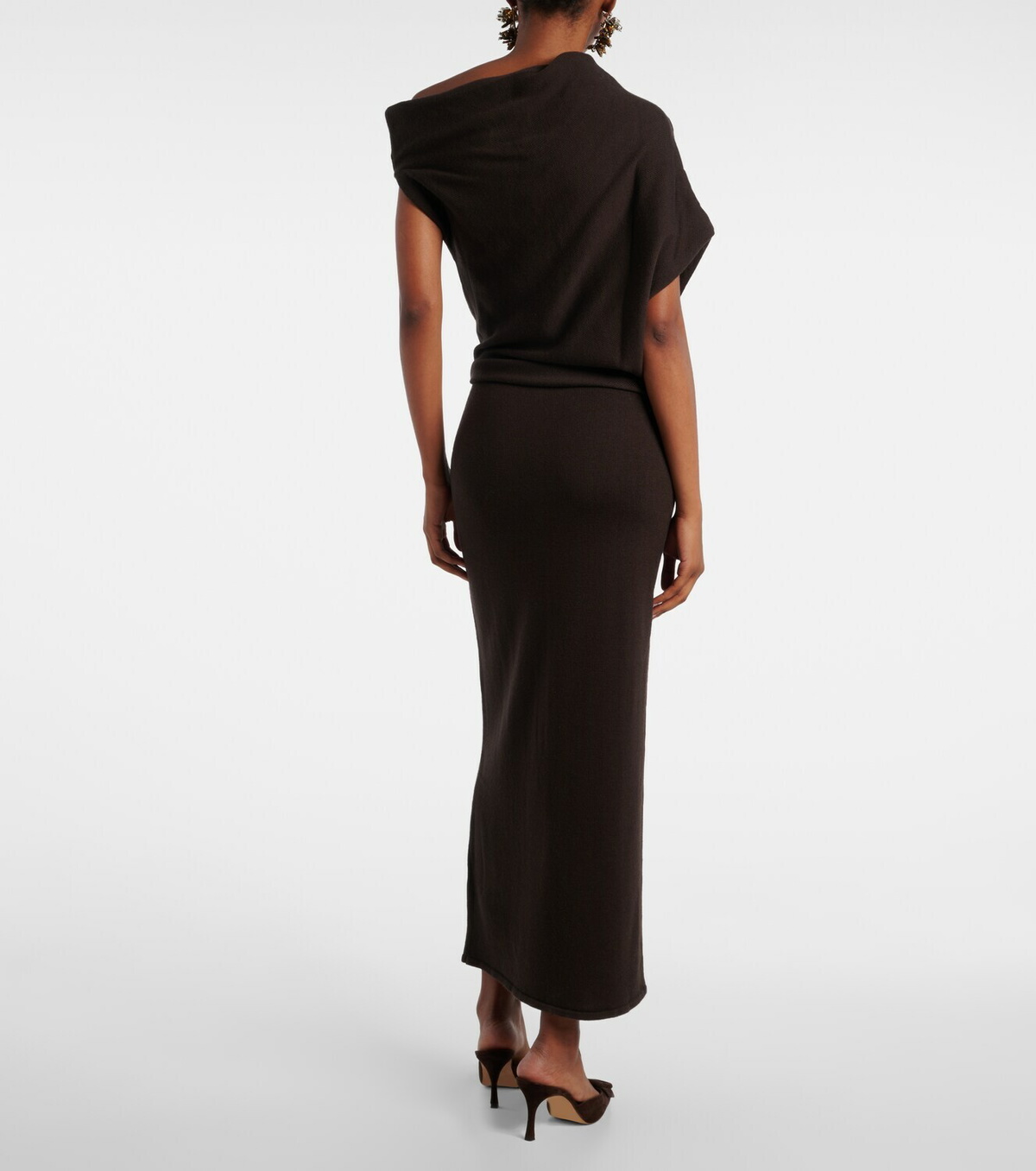 Staud Store Staud Mabel one-shoulder wool maxi dress Staud