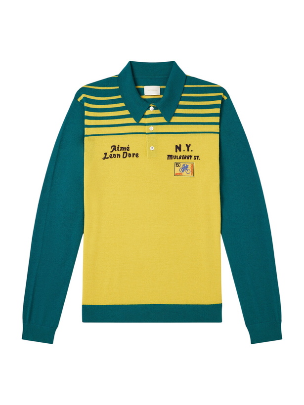 Photo: Aimé Leon Dore - Logo-Embroidered Merino Wool Polo Shirt - Yellow