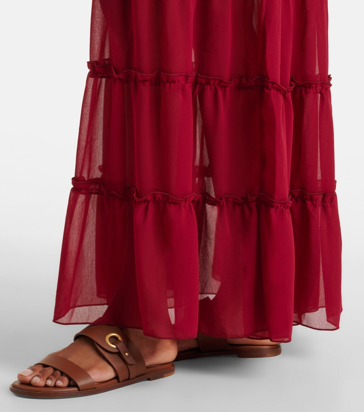 Bananhot Elma tiered semi-sheer maxi skirt
