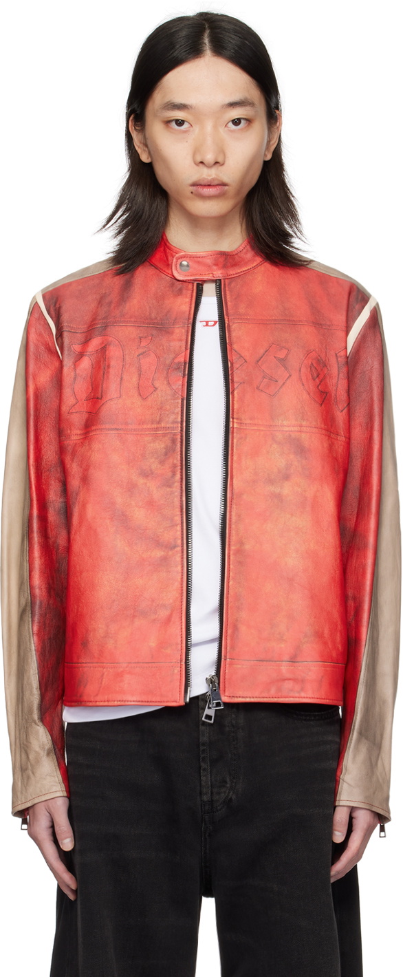 Diesel Red L-Ruscha Leather Jacket Diesel
