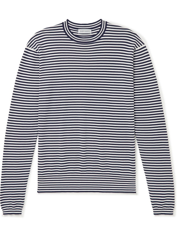 Photo: Odyssee - Timonos Striped Cotton T-Shirt - Blue