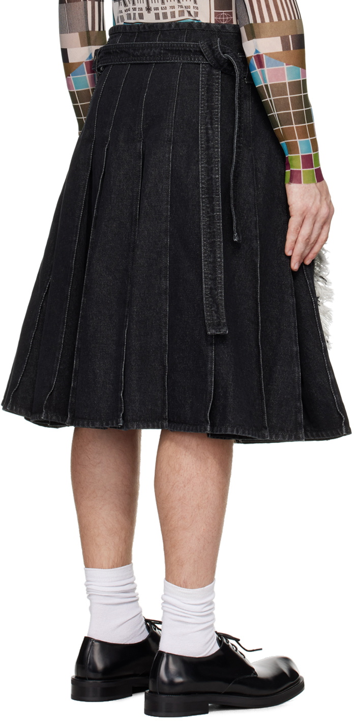 Jean Paul Gaultier Black Deconstructed Denim Skirt