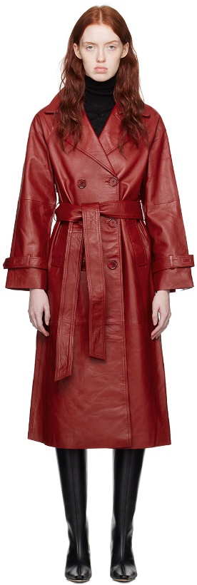 Photo: Reformation Red Veda Edition Leather Trench Coat