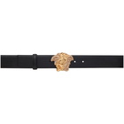 Versace Black and Gold Crystal Medusa Belt