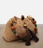 Jimmy Choo Bon Bon Medium beaded raffia bucket bag