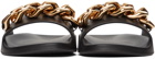 Versace Black Leather Medusa Chain Pool Slides