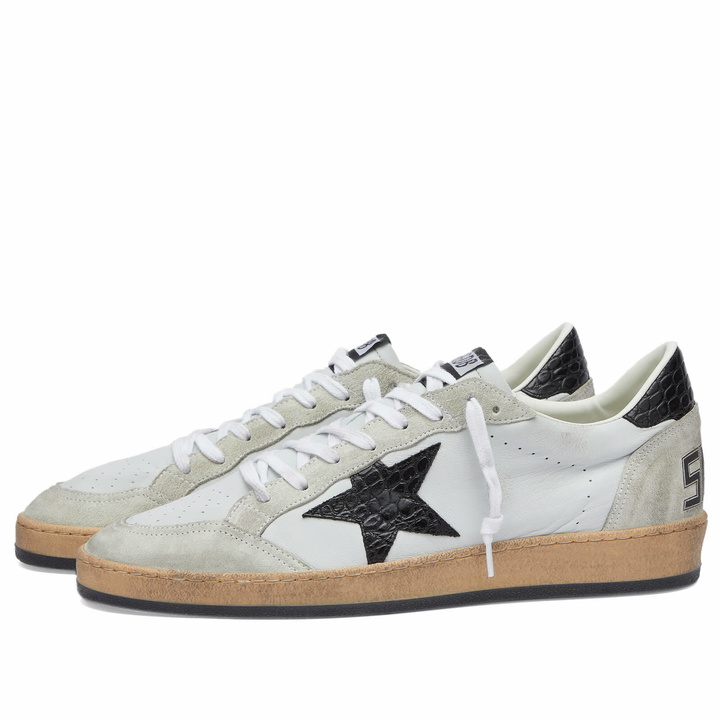 Photo: Golden Goose Men's Ball Star Suede Sneaker in Grey/Ice/Black