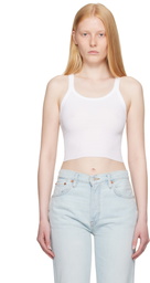 Re/Done White Hanes Edition Cropped Ribbed Tank Top