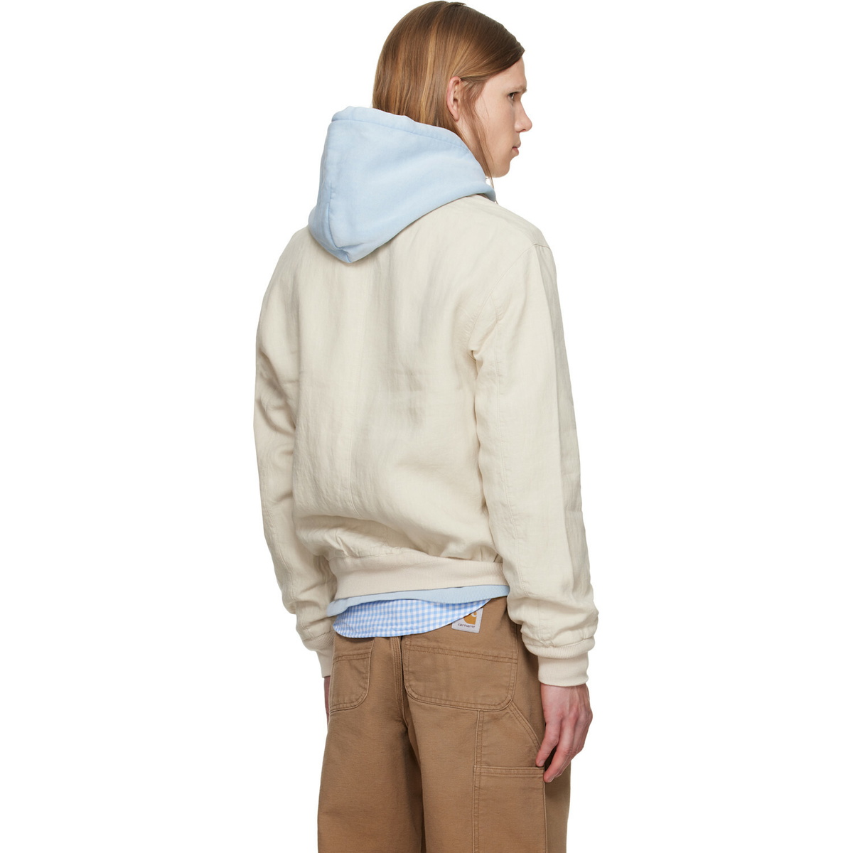 Polo Ralph Lauren Beige Linen Herringbone Windbreaker Jacket