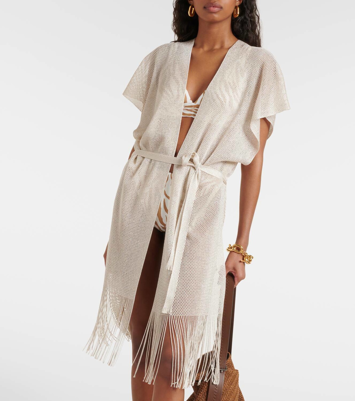 Max Mara Fringed Lurex® beach cover-up Max Mara