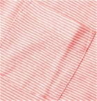 Onia - Chad Striped Linen-Blend T-Shirt - Pink