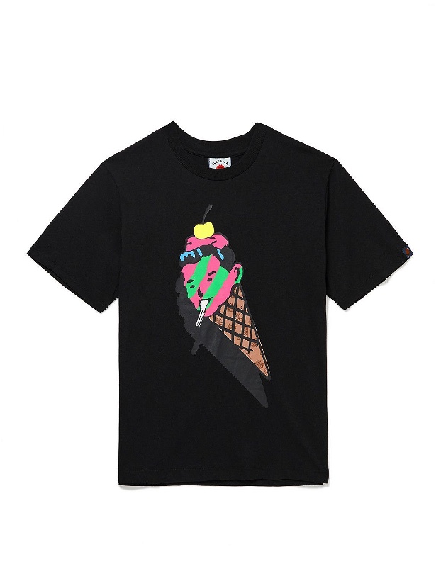 Photo: ICECREAM - Cone Man Printed Cotton-Jersey T-Shirt - Black