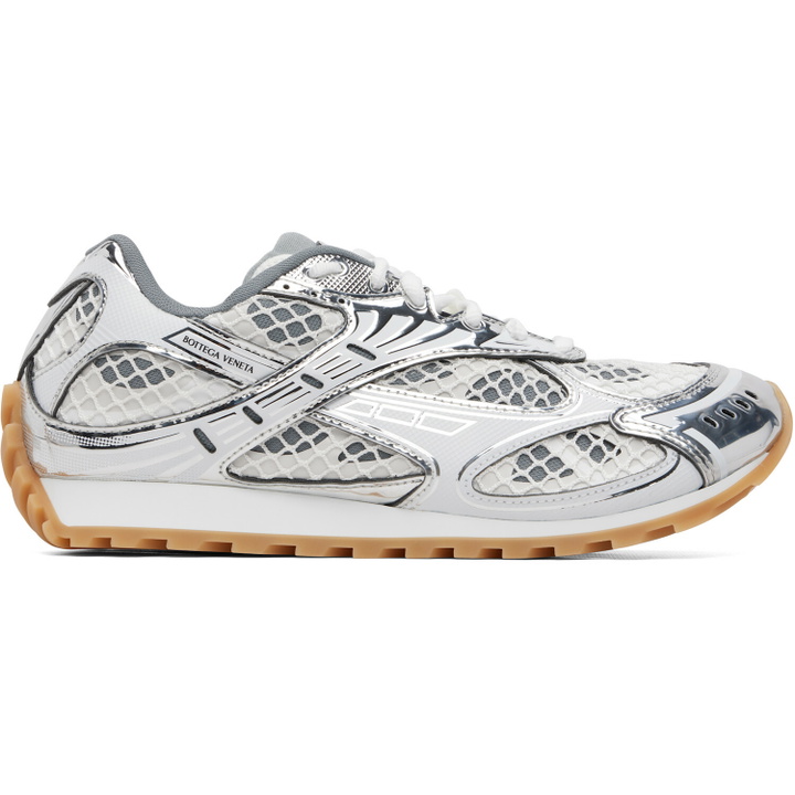 Photo: Bottega Veneta White & Silver Orbit Sneakers