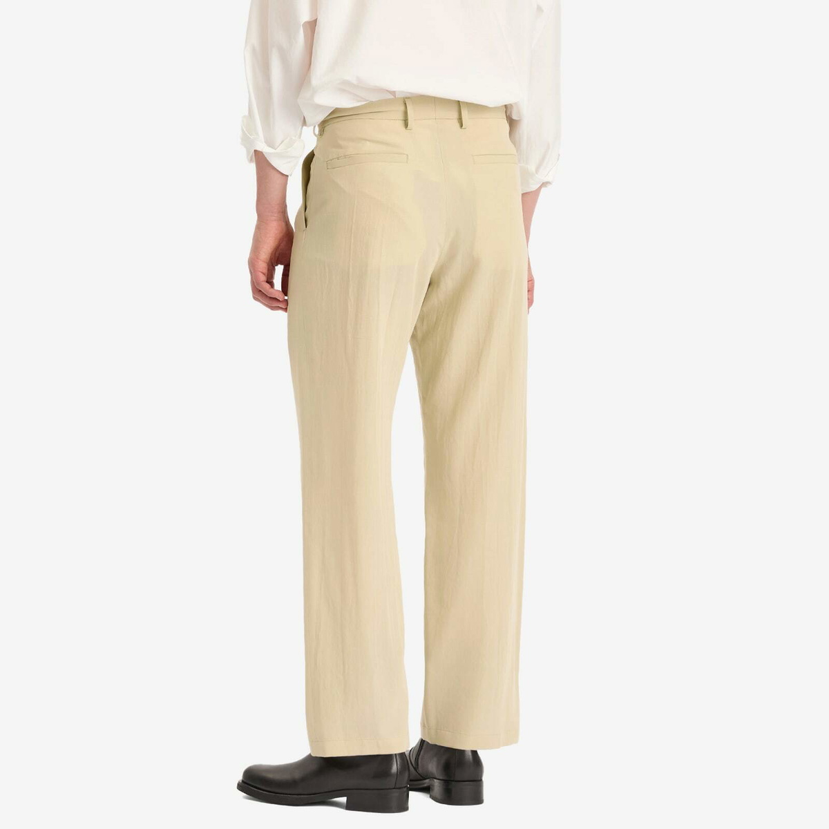 Auralee Men's Light Cotton Wool Viyella Slacks in Light Khaki Auralee