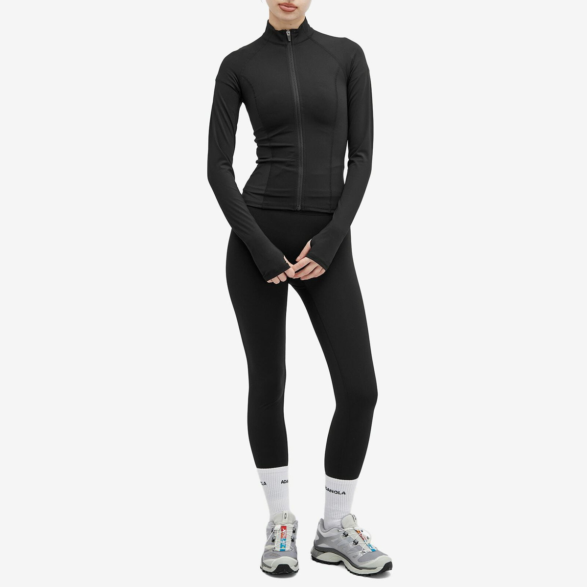 Adanola Women's Ultimate Long Sleeve Zip Up Top in Black