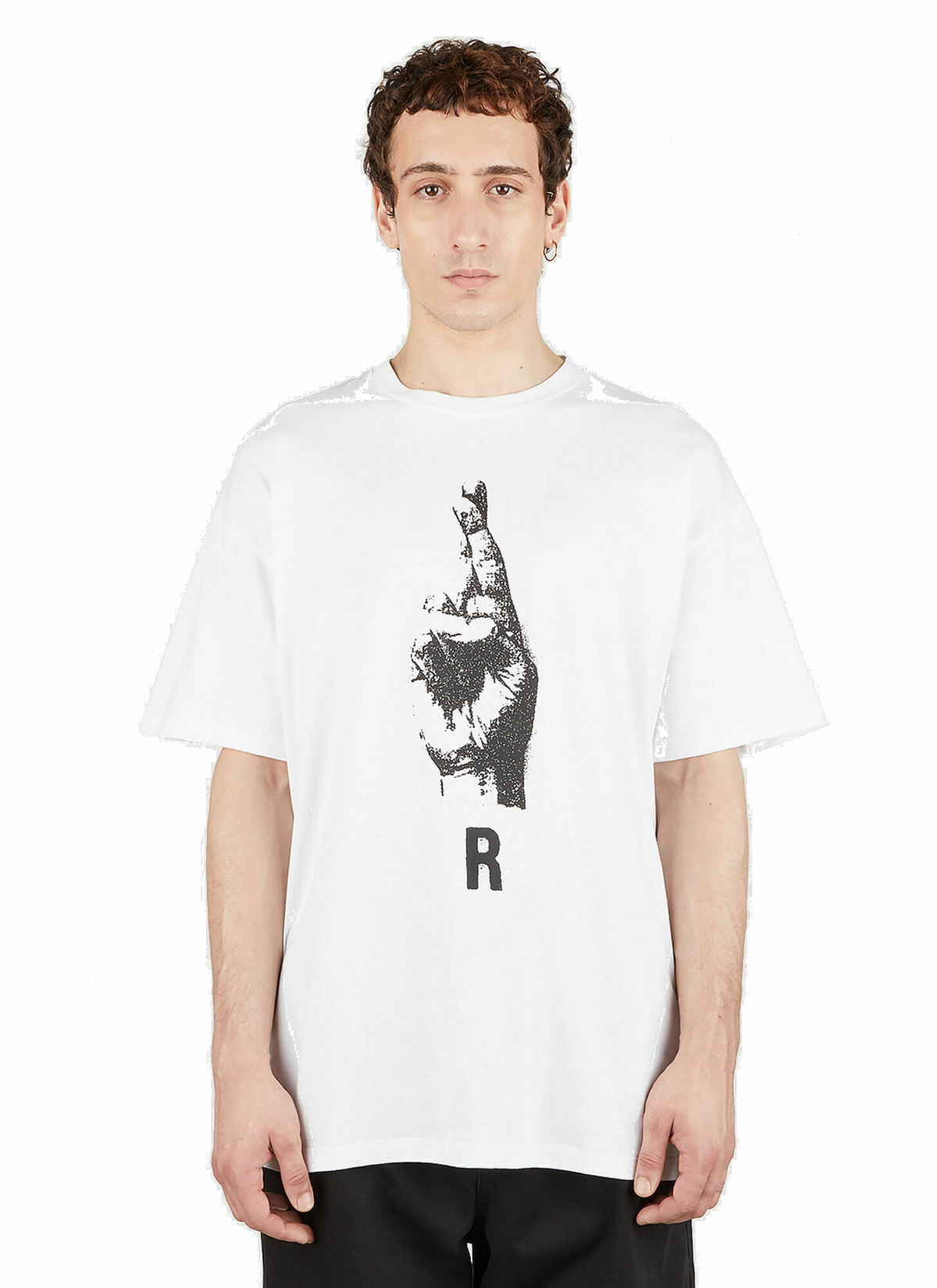 【関税&送料込】Raf Simons T-Shirt With Logo Raf Simons - Graphic Print T-Shirt in White Raf Simons