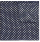 Anderson & Sheppard - Polka-Dot Wool and Silk-Blend Pocket Square - Blue