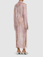 ACNE STUDIOS Printed Cotton & Silk Long Kaftan Dress