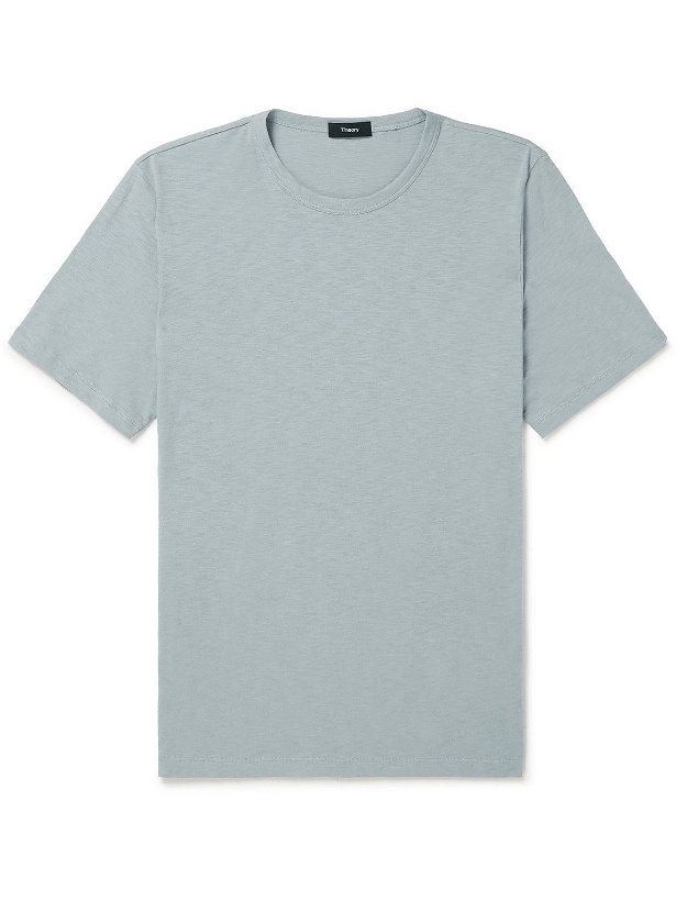 Photo: Theory - Essential Slub Cotton-Jersey T-Shirt - Blue