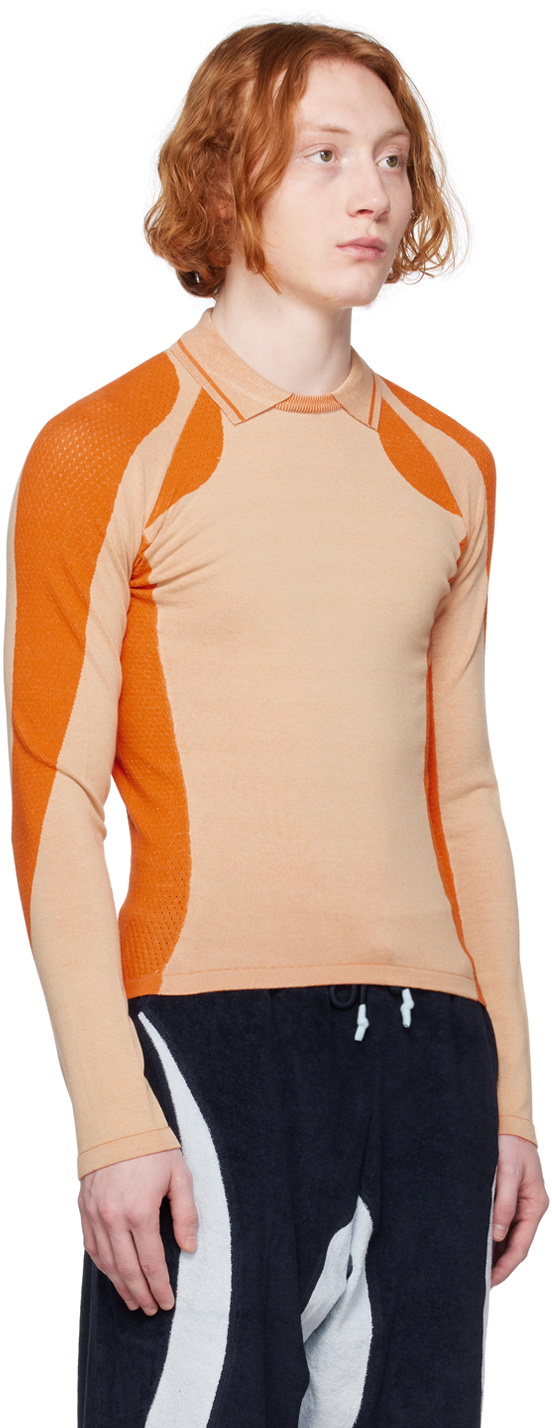 Saul Nash Orange Drop Stitch Polo