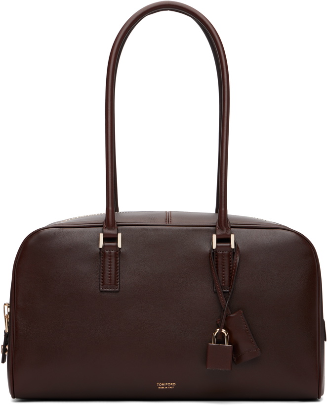 Photo: TOM FORD Brown Supple Leather Zipped Small Stryke Shoulder Bag