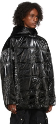 We11done Black Quilted Satin Hoodie