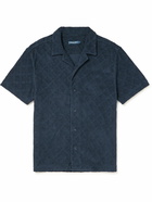 Frescobol Carioca - Roberto Camp-Collar Cotton-Blend Terry Shirt - Blue