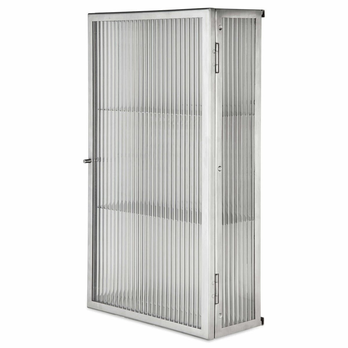 ferm LIVING Haze Wall Cabinet - Reeded Glass in Stainless Steel 