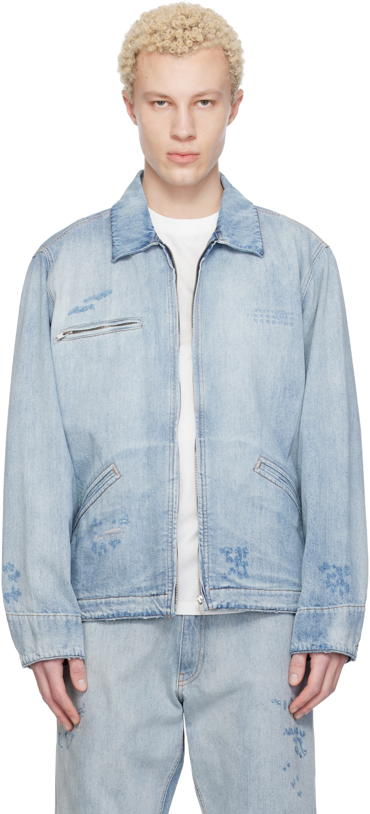 MM6 Maison Margiela Blue Pittsburgh Crease Denim Shirt MM6 Maison