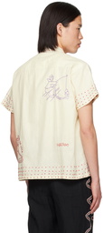 HARAGO Off-White Embroidered Shirt