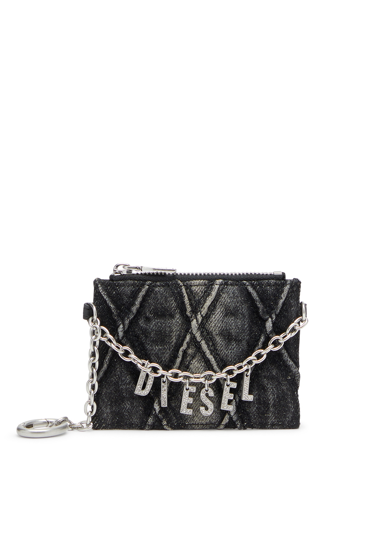 Diesel Card holder with chain and zip coin pocket - Card cases Womens in Grey