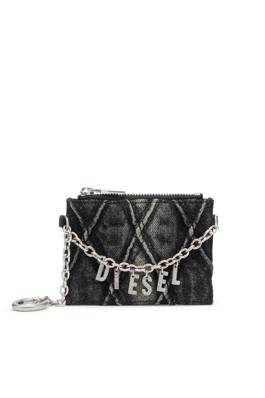 Photo: Diesel Card holder with chain and zip coin pocket - Card cases Womens in Grey