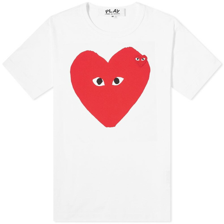 Photo: Comme des Garçons Play Men's Big Heart Logo T-Shirt in White/Red