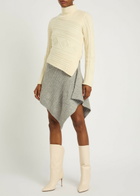 Staud Veer Asymmetric Cable-knit Wool-blend Skirt Grey
