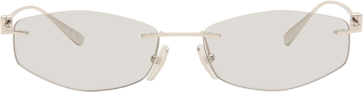 Balenciaga Silver Nano D-Frame Sunglasses