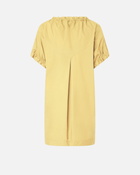 Pinko Poplin Mini Dress With Gathering And Eyelets Rattan Yellow