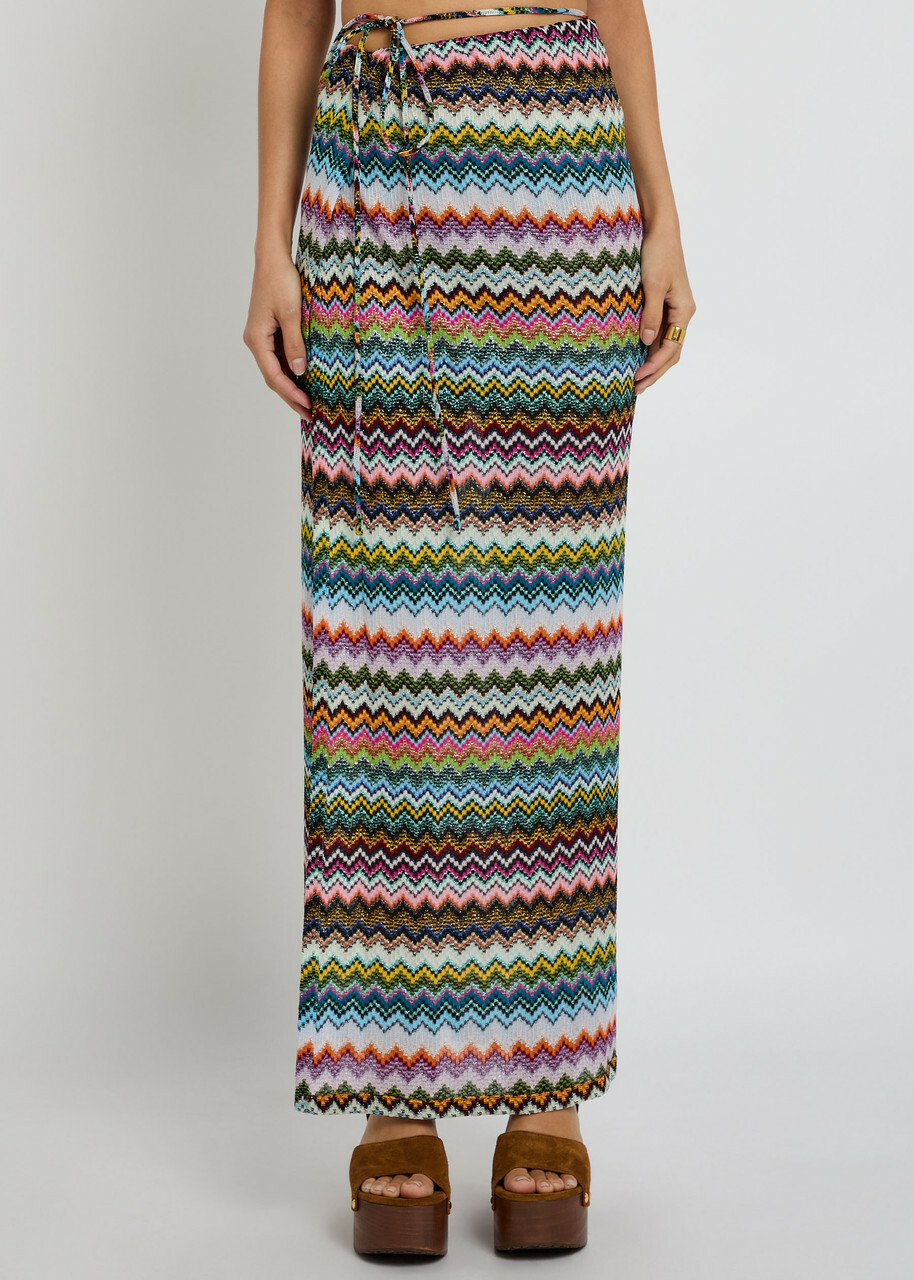Missoni Zigzag Metallic-knit Cover-up Midi Skirt Multicoloured