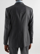 TOM FORD - Double-Breasted Striped Wool and Silk-Blend Suit Jacket - Gray