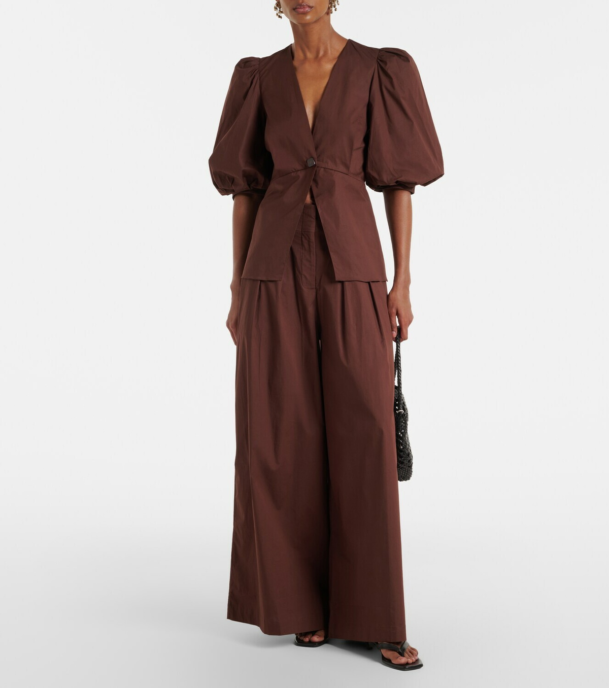 Adriana Degreas Cotton-blend wide-leg pants