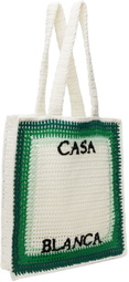Casablanca White & Green Crochet Tote