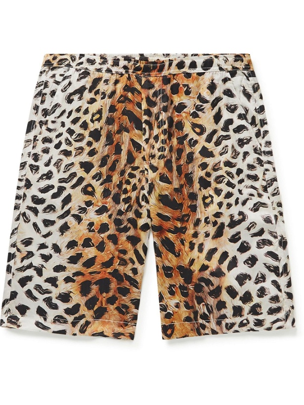 Photo: Endless Joy - Leopard-Print Silk-Satin Shorts - Animal print