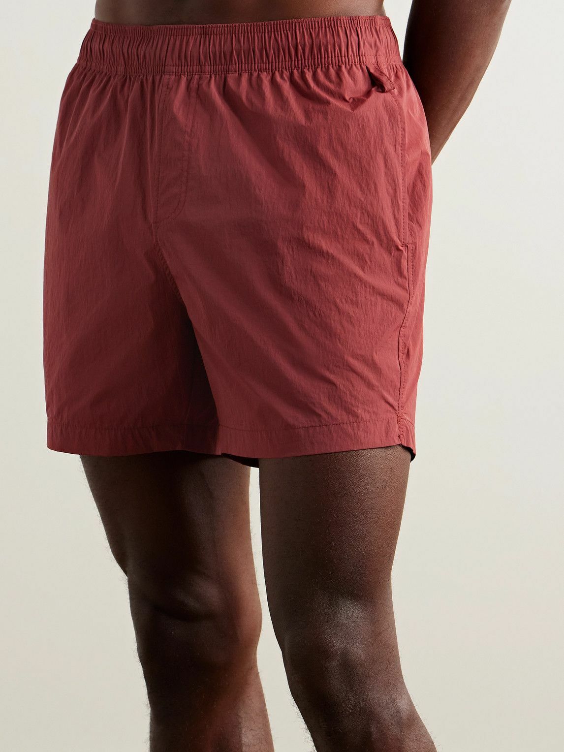 Onia - Straight-Leg Mid-Length Crinkled Swim Shorts - Red